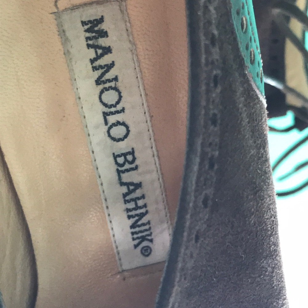 Vintage Manolo Blahnik Deep Brown Suede & Leather - Picture 10 of 14
